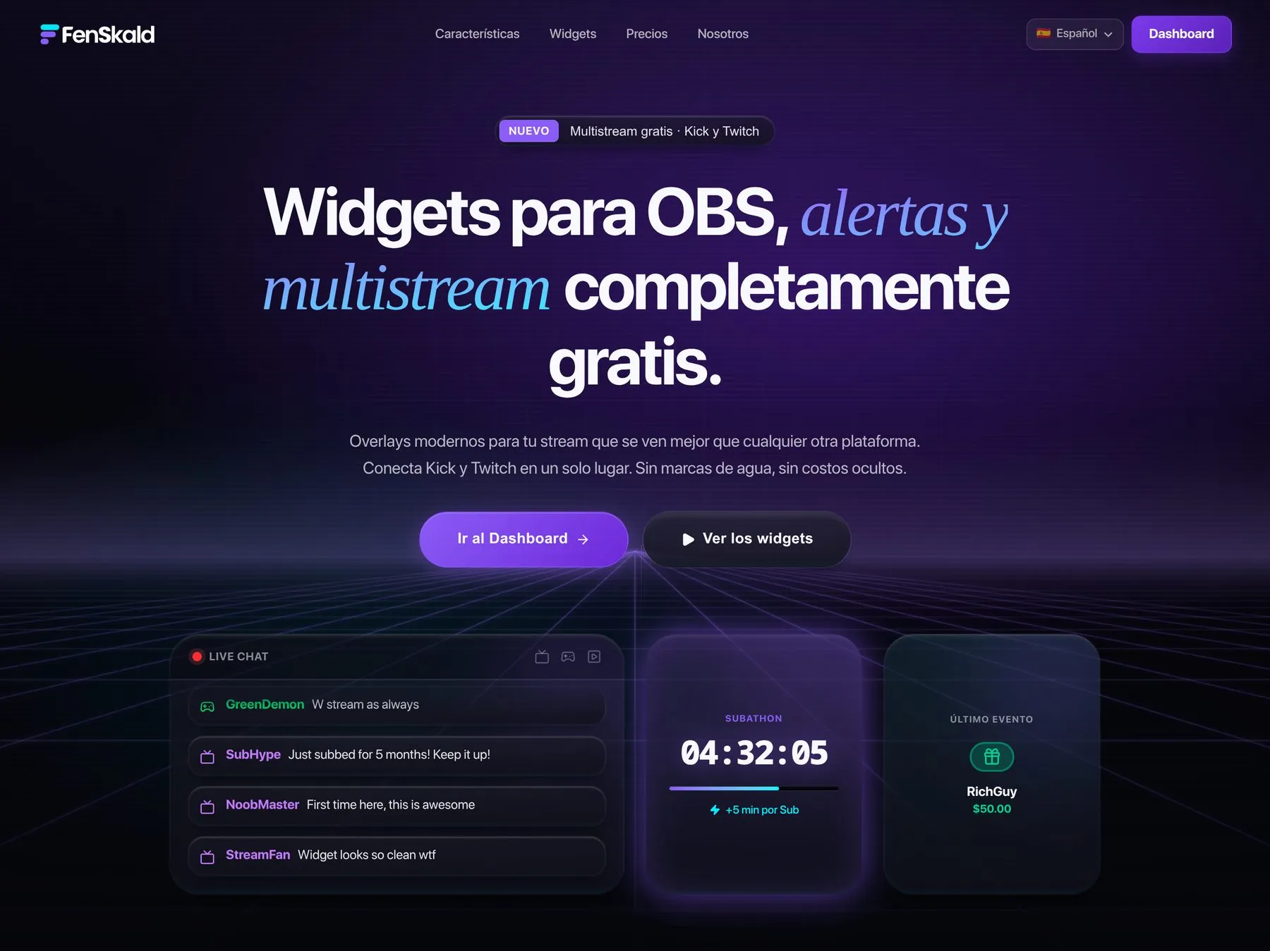 Portada de FenSkald con los gráficos del directo sobre el titular