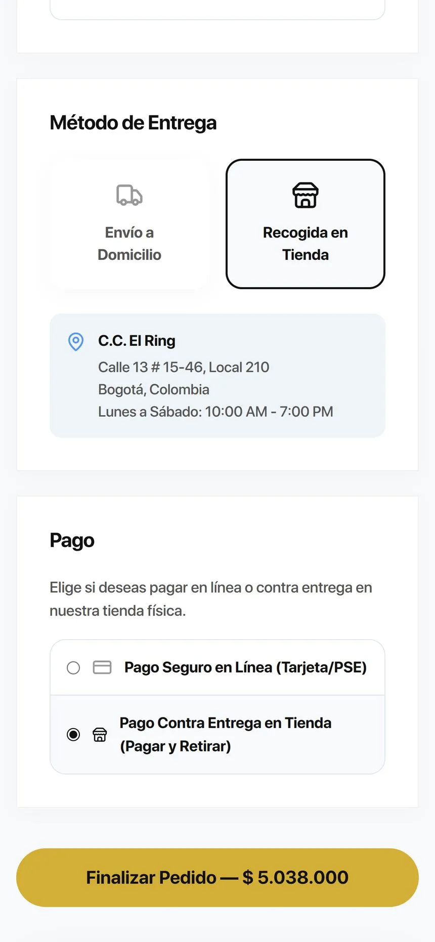 Pago en móvil: entrega y opciones de pago
